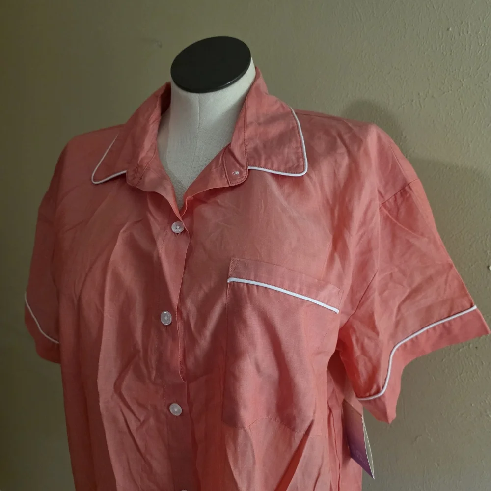 Stars Above Button Down Short Sleeve Pajama Sleep Shirt Lightweight Cool Feeling